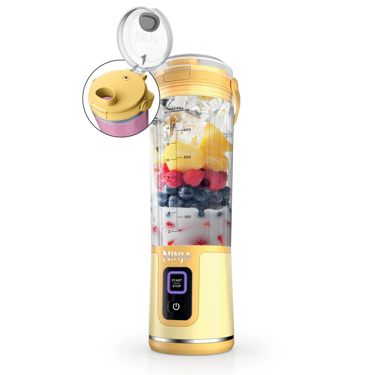 2026 NewNinja Blast Portable Blender, Cordless, 18oz. Vessel, Personal Blender for Shakes & Smoothies, BPA Free, Leakproof Lid & Sip Spout, USB-C Rechargeable, Dishwasher Safe Parts, Metallic Purple,