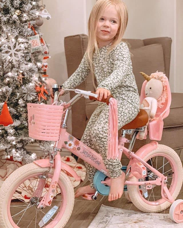 2026 NewLittle Daisy 12 Inch Kids Bike for 2 3 4 Years Girls with Training Wheels Princess Kids Bicycle with Basket Bike Streamers Toddler Cycle Bikes Pink
