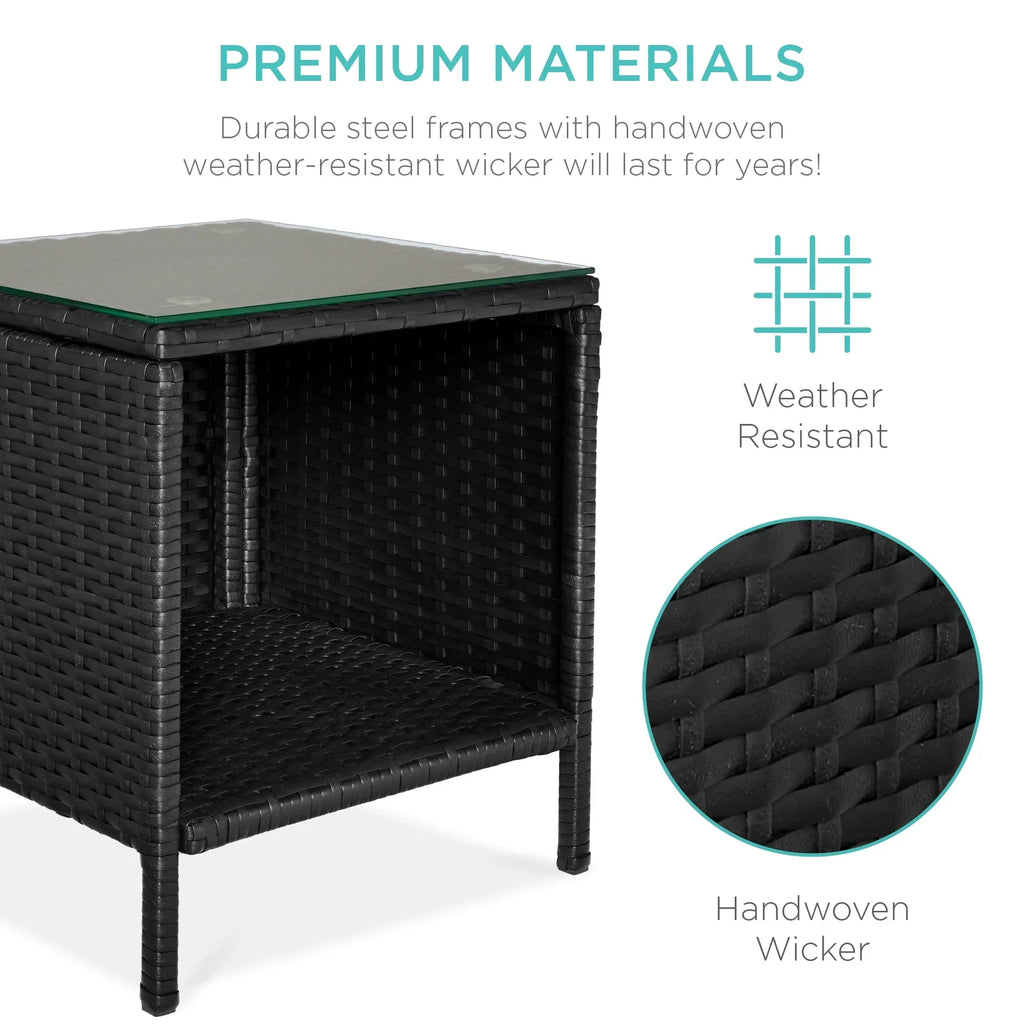 2026 NewBest Choice Products 3-Piece Outdoor Wicker Conversation Patio Bistro Set, w/ 2 Chairs, Table - Gray/Navy