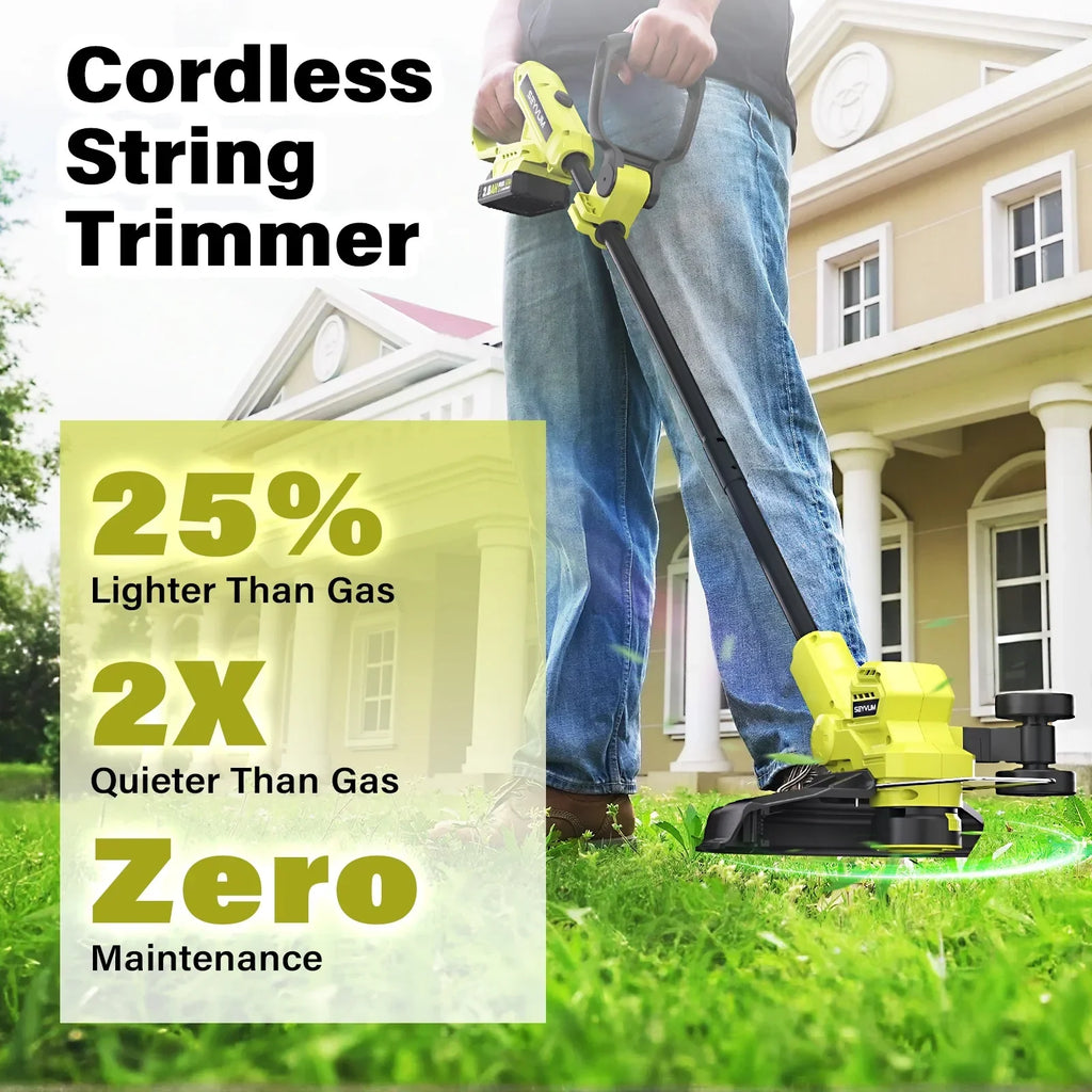 2026 New20V Cordless Lawn Care Combo Kit - 12" String Trimmer & Weed Trimmer with 6 Spool Lines, Electric Leaf Blower for Edging & Cleanup, 4.0Ah Battery & Charger