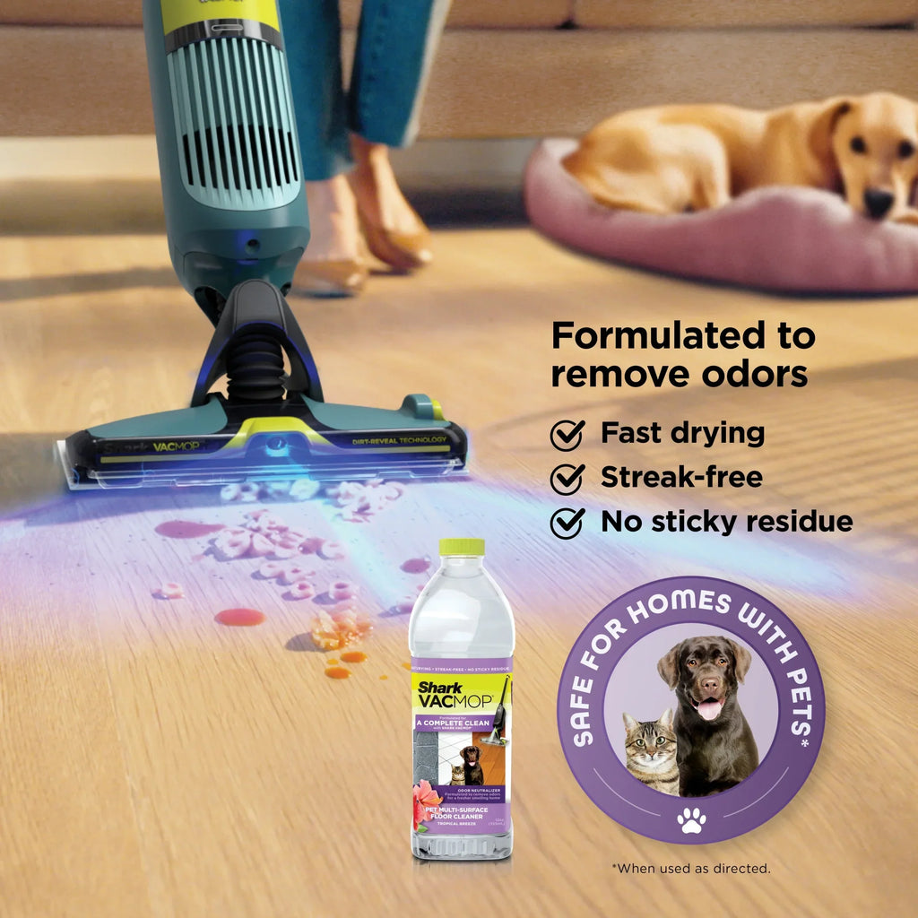 2026 NewShark VACMOP Reveal Cordless Hard Floor Cleaner, Vacuum and Spray Mop, 4 Disposable Pads, 12oz Pet Multi-surface Cleaning Solution, VM401