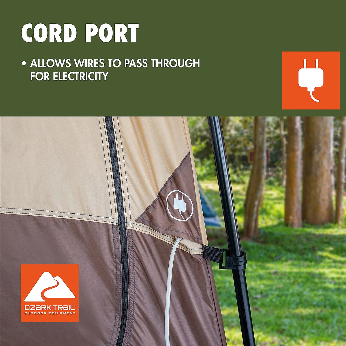 2026 NewOzark Trail 2-Room Shower & Utility Tent Combo Includes 5-Gallon Water Container, Easy Setup, Maximum Occupancy Is 2. Khaki Colour.