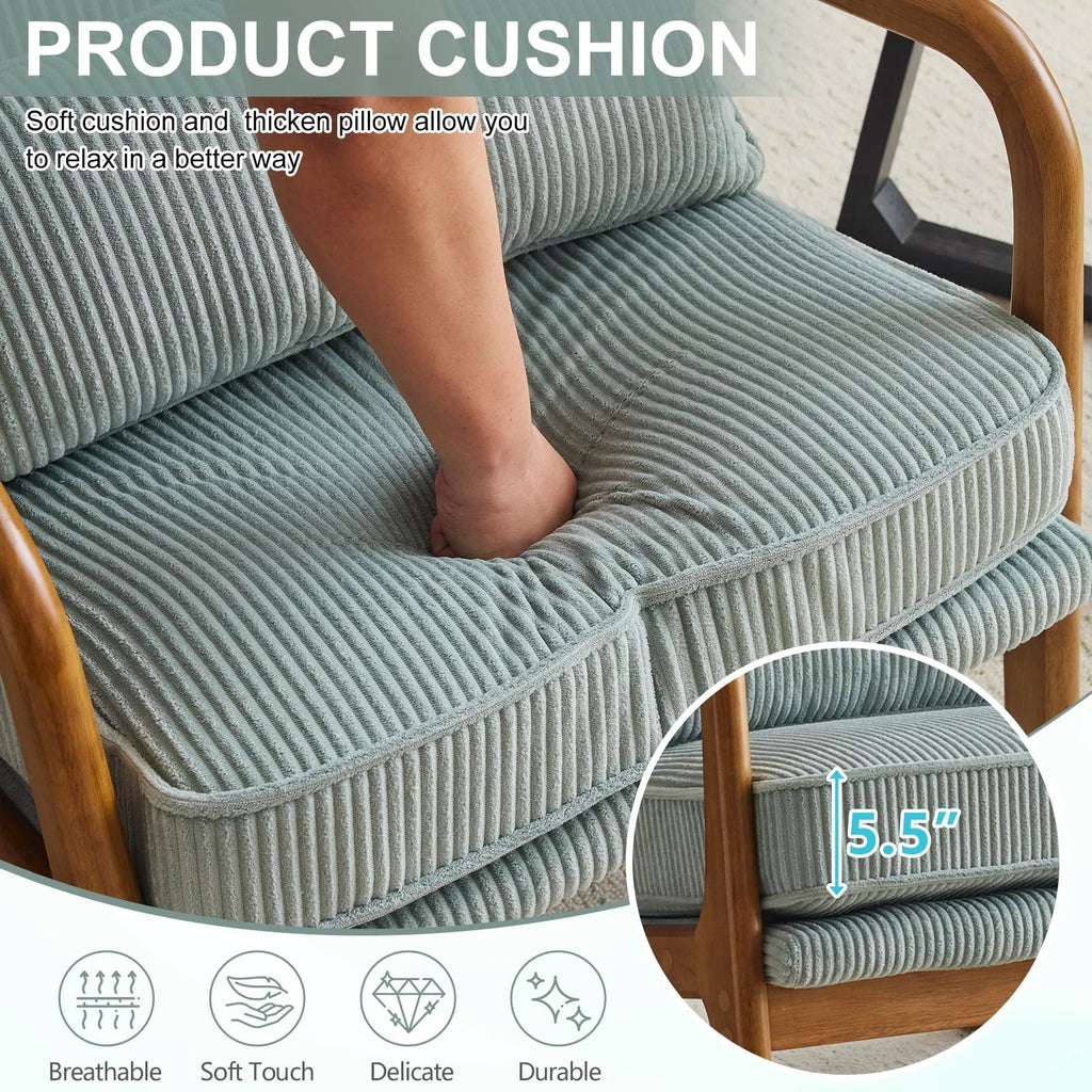 2026 NewKtaxon Accent Chair Corduroy Upholstered Armchair, Reading Club Chair with Pillow and Solid Wood Frame for Living Room Bedroom Furniture Off White