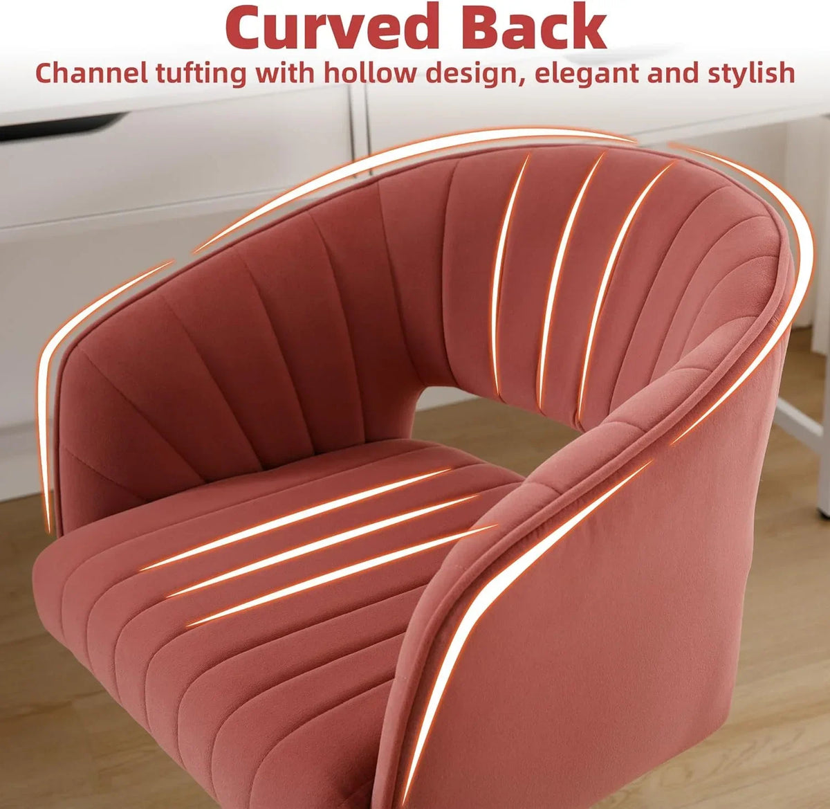 2026 NewWestice Home Office Desk Chairs, Velvet Task Chair, Height Adjustable Swivel Vanity Chair with Golden Base for Vanity Study, Living Room Computer Room, Beige