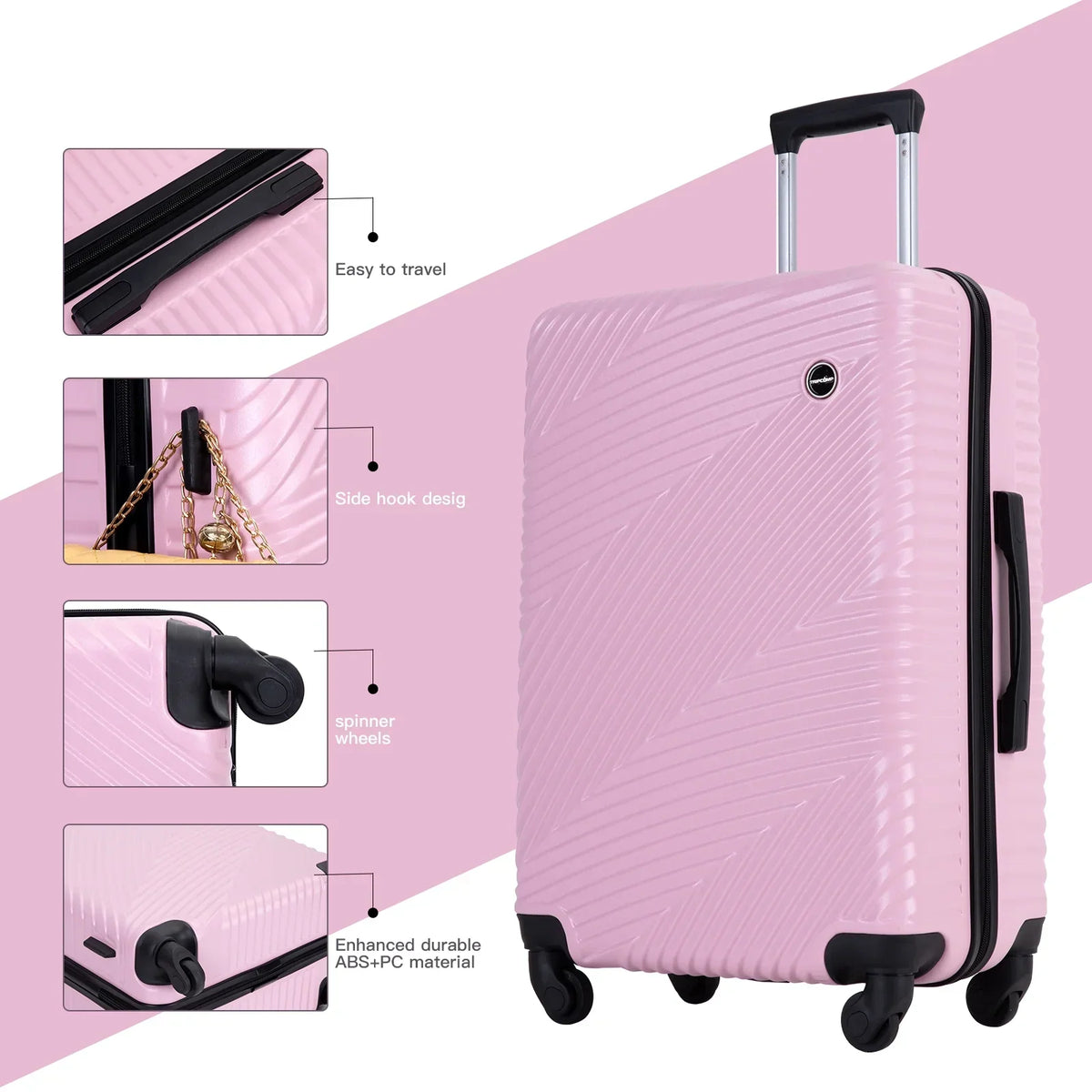 2026 NewTripcomp Luggage 3 Piece Set,Suitcase with Spinner Wheels Hardside Lightweight Luggage 20in24in28in.(Blue)