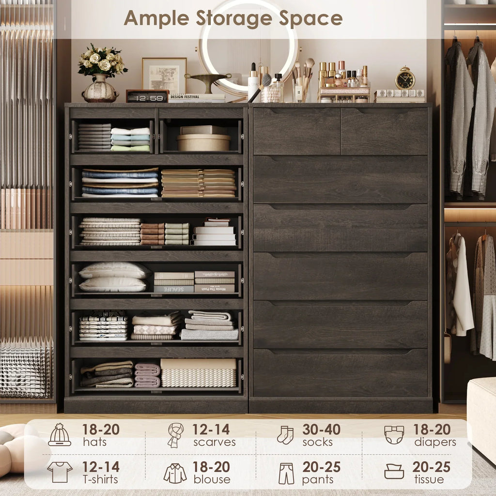2026 NewHomfa 7 Drawer White Dresser, 51.3"H Wood Storage Cabinet with Upgraded Stable Base, Vertical Chest for Bedroom Living Room