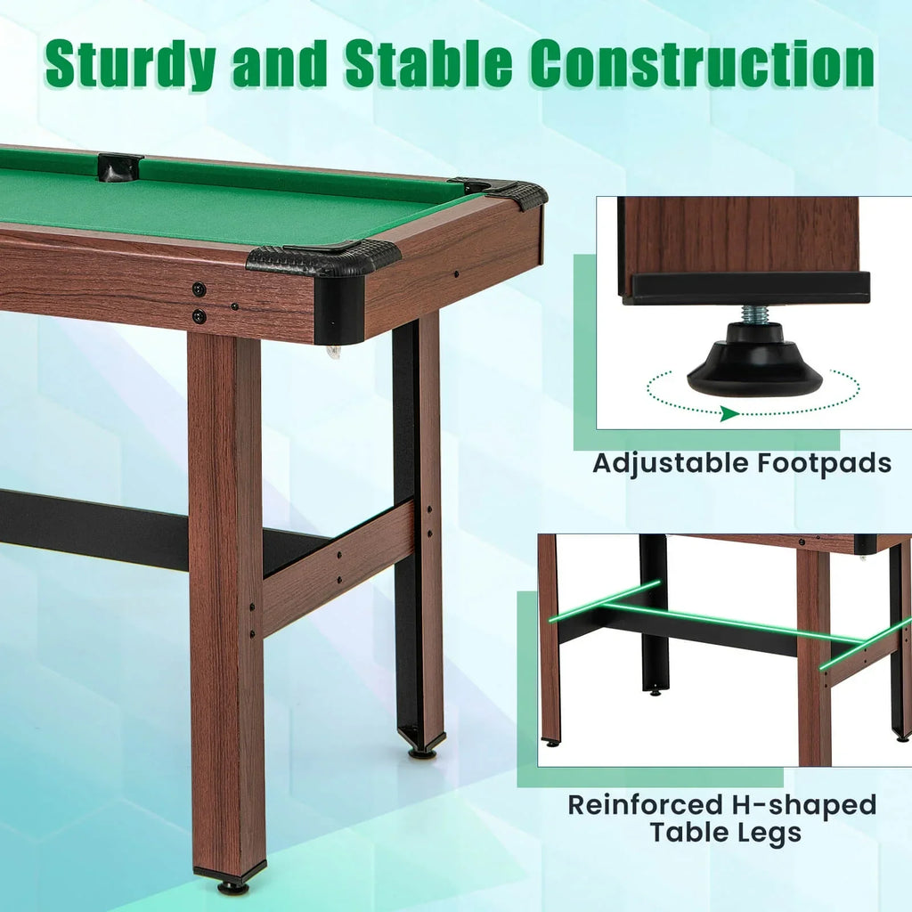 2026 NewCostway 48" Pool Table for Kids & Adults with Full Set of Balls 2 Cue Sticks 2 Chalks Green