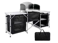 2026 NewInch Aluminum Portable Fold-Up Camping Kitchen with Windscreen and 5 Enclosed Cupboards, Cook Station, for BBQ, Camping, Picnic, Backyard