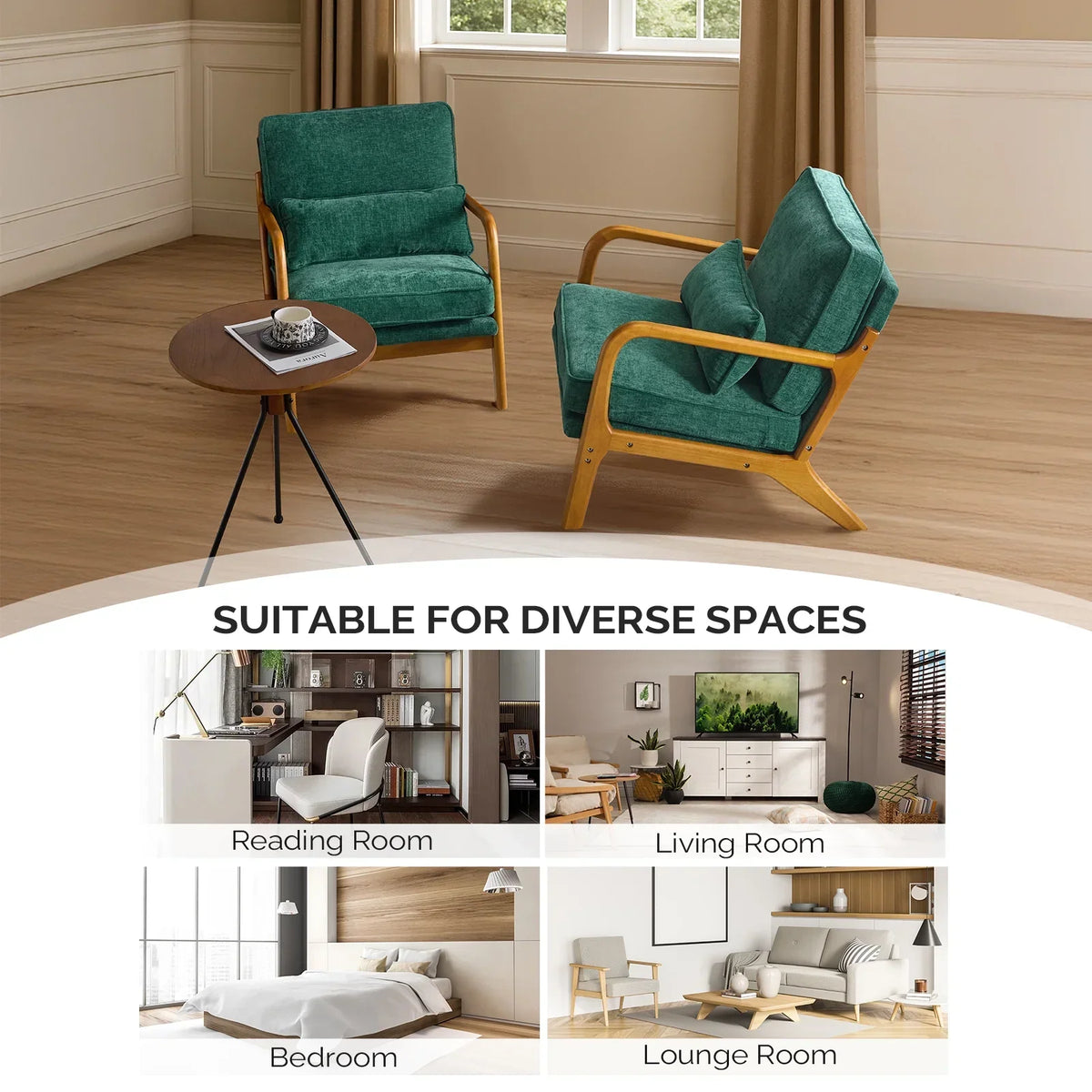 2026 NewKtaxon Accent Chair Corduroy Upholstered Armchair, Reading Club Chair with Pillow and Solid Wood Frame for Living Room Bedroom Furniture Off White