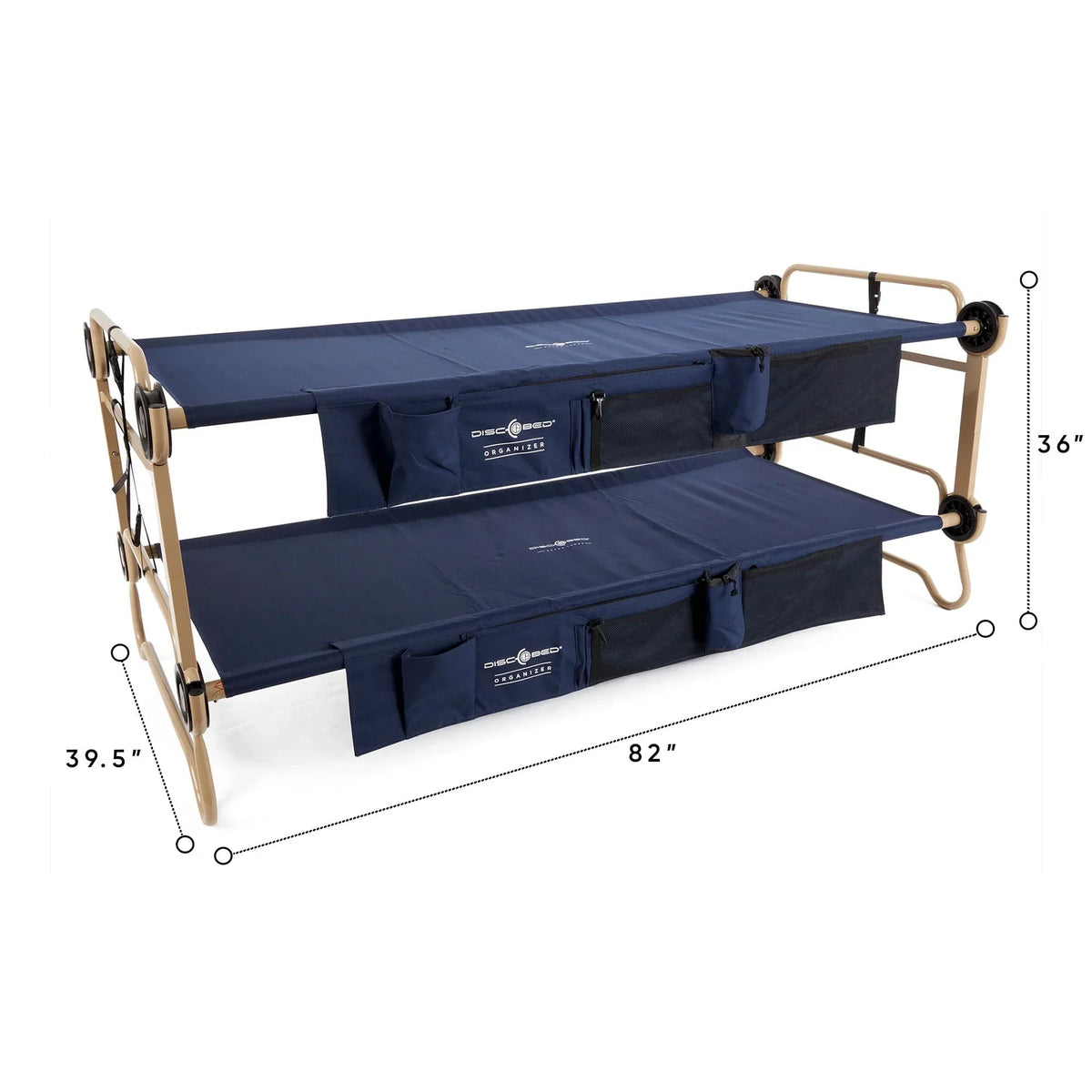 2026 NewDisc-O-Bed XL Cam-O-Bunk Benchable Double Cot with Storage Organizers, Navy