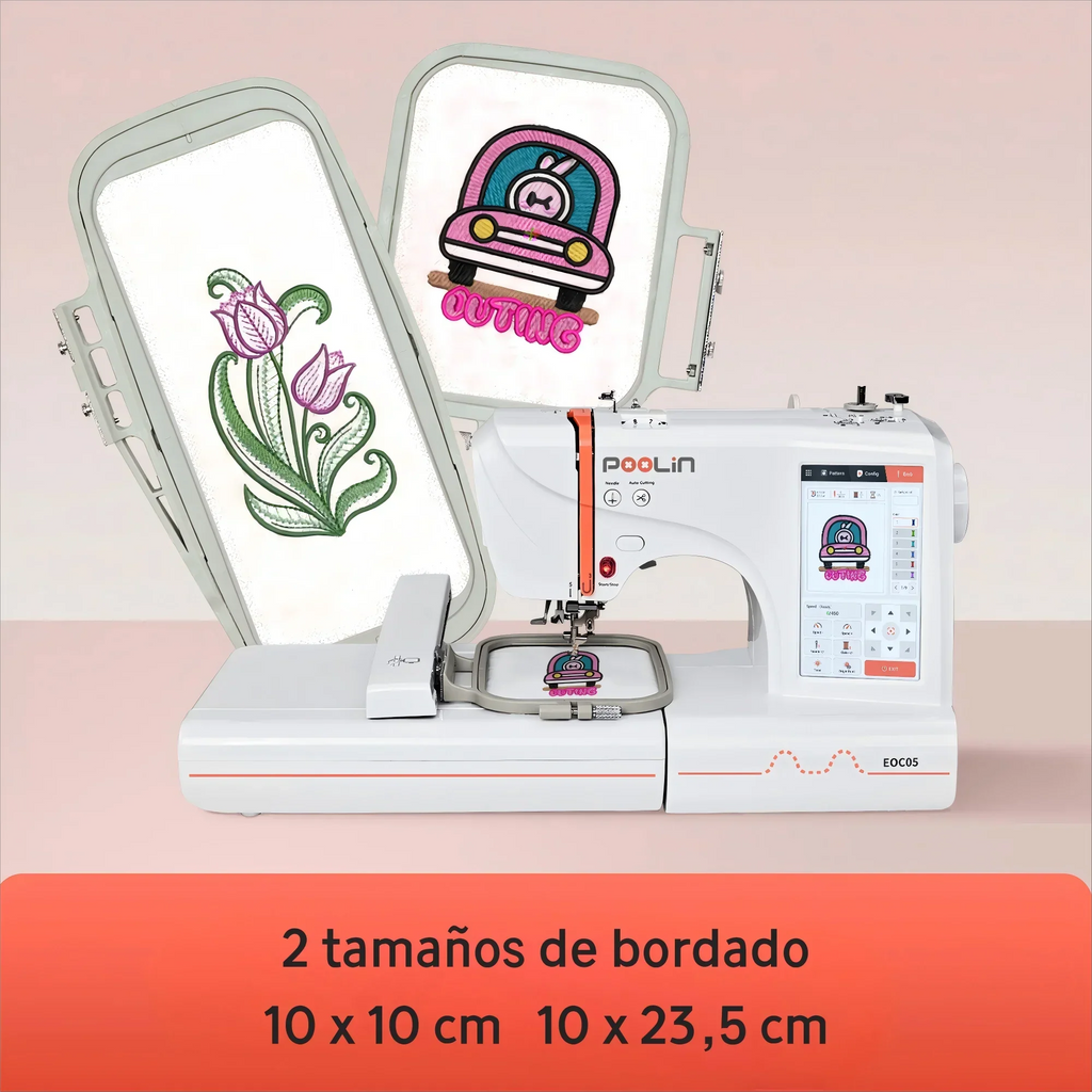 2026 NewPoolin EOC05 Embroidery Machine 4x9.25" Area, 7" Touch Screen with kit
