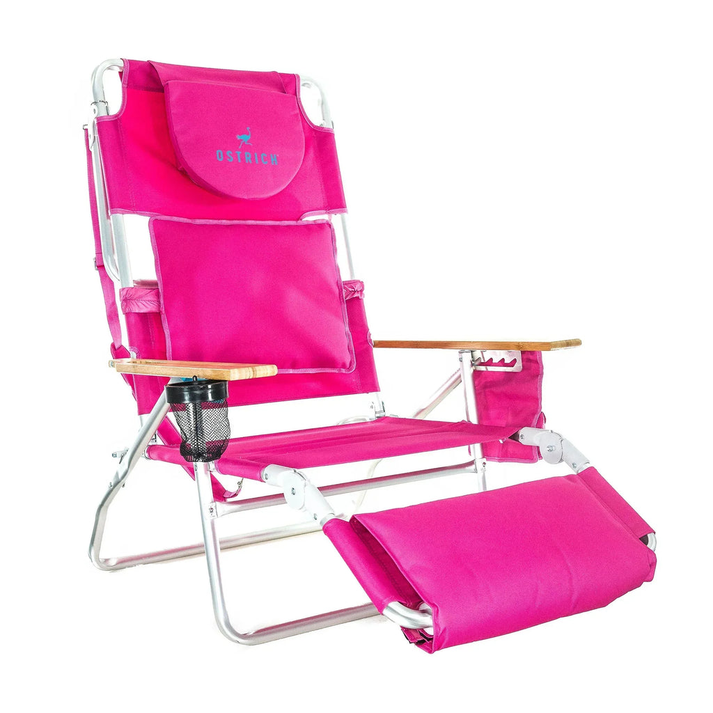 2026 NewOstrich Deluxe 3N1 Lightweight Outdoor Beach Lounge Chair w/Footrest, Pink