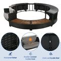 2026 NewRound Hot Tub Surround Furniture, Spa Surround Outdoor Rattan Sectional Sofa Set with Mini Sofa, Solid Acacia Wood Hot Tub Storage Surround Patio Furniture Set, Gray Cushion