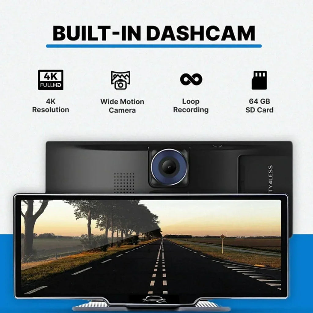 2026 NewCar Tablet Pro Max 2025 Model, 10.26" HD Touch Carplay & Android Auto Screen, 4K Dash Cam Dual Camera with Voice Control, Mirror Link, Bluetooth, GPS Navigation, 1080p Backup Camera 64/128G