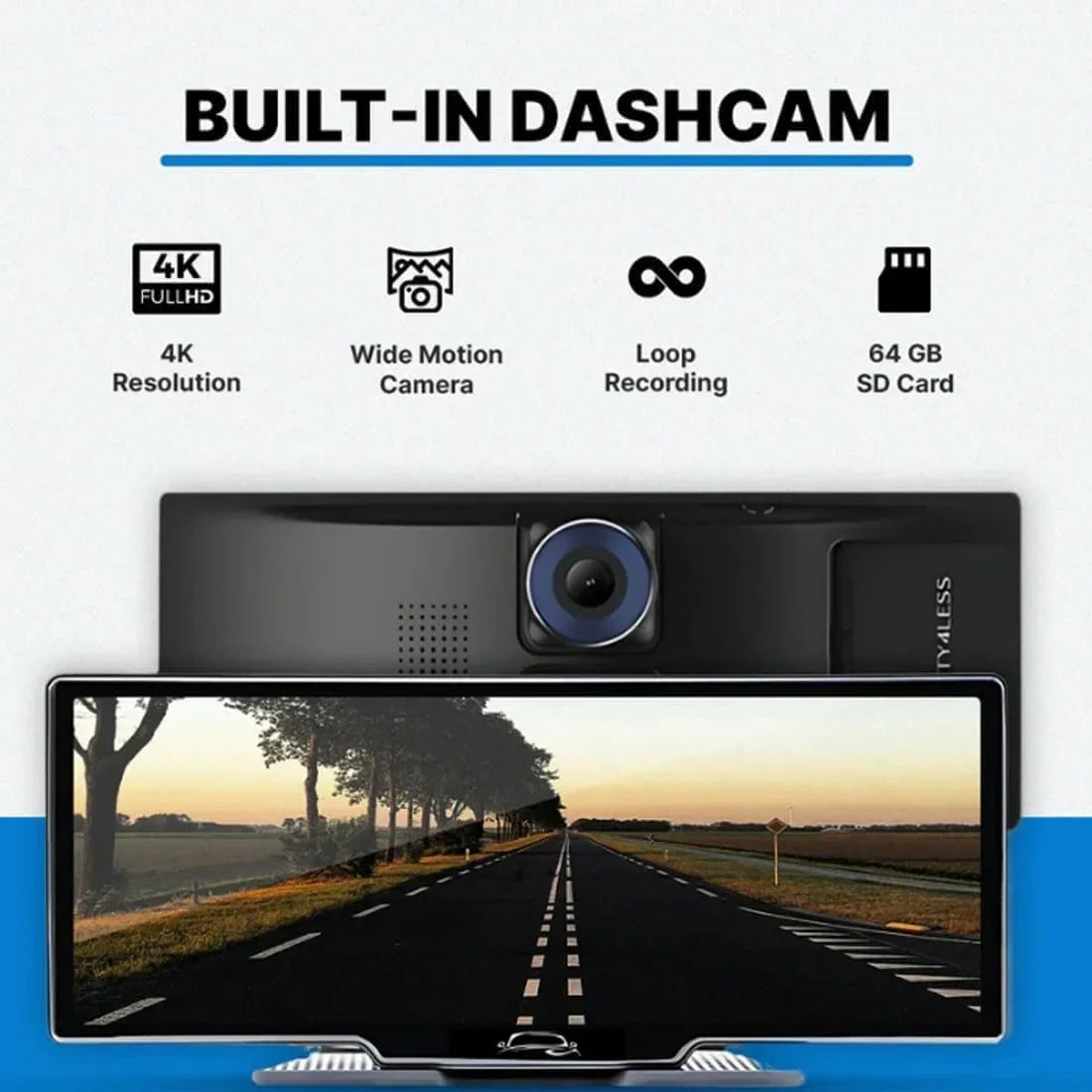 2026 NewCar Tablet Pro Max 2025 Model, 10.26" HD Touch Carplay & Android Auto Screen, 4K Dash Cam Dual Camera with Voice Control, Mirror Link, Bluetooth, GPS Navigation, 1080p Backup Camera 64/128G