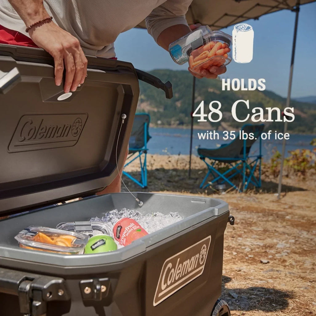 2026 NewColeman Convoy Series 65-Quart Hard Cooler with Wheels, up to 48 Cans, Brown Walnut Color