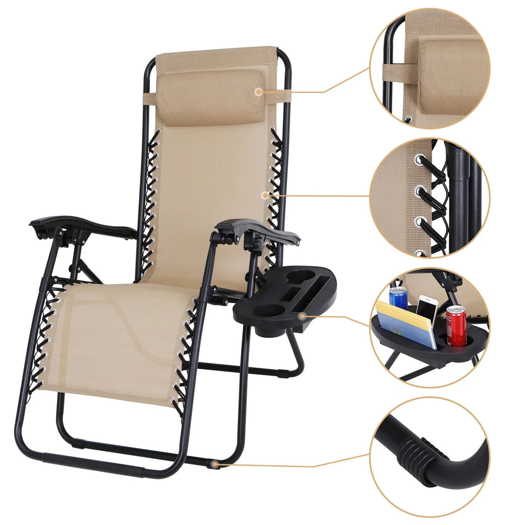2026 NewHomGarden 2 Pack Steel Zero-Gravity Chair - Beige