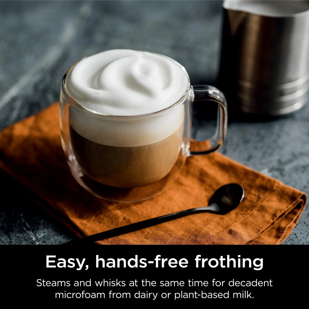 2026 NewNinja Luxe Cafe Premier Series, Stainless Steel Espresso Machine and Drip Coffee Maker with integrated Coffee Grinder and Milk Frother, ES601