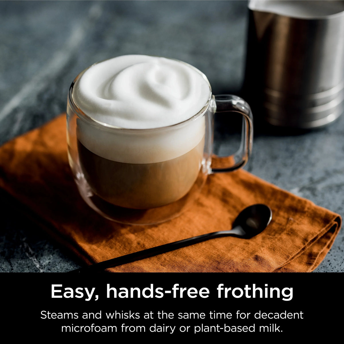 2026 NewNinja Luxe Cafe Premier Series, Stainless Steel Espresso Machine and Drip Coffee Maker with integrated Coffee Grinder and Milk Frother, ES601