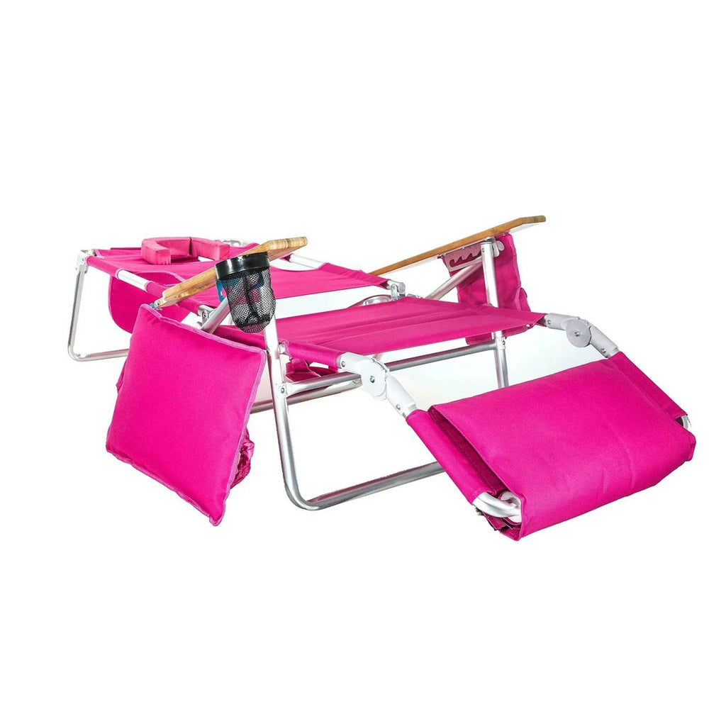 2026 NewOstrich Deluxe 3N1 Lightweight Outdoor Beach Lounge Chair w/Footrest, Pink