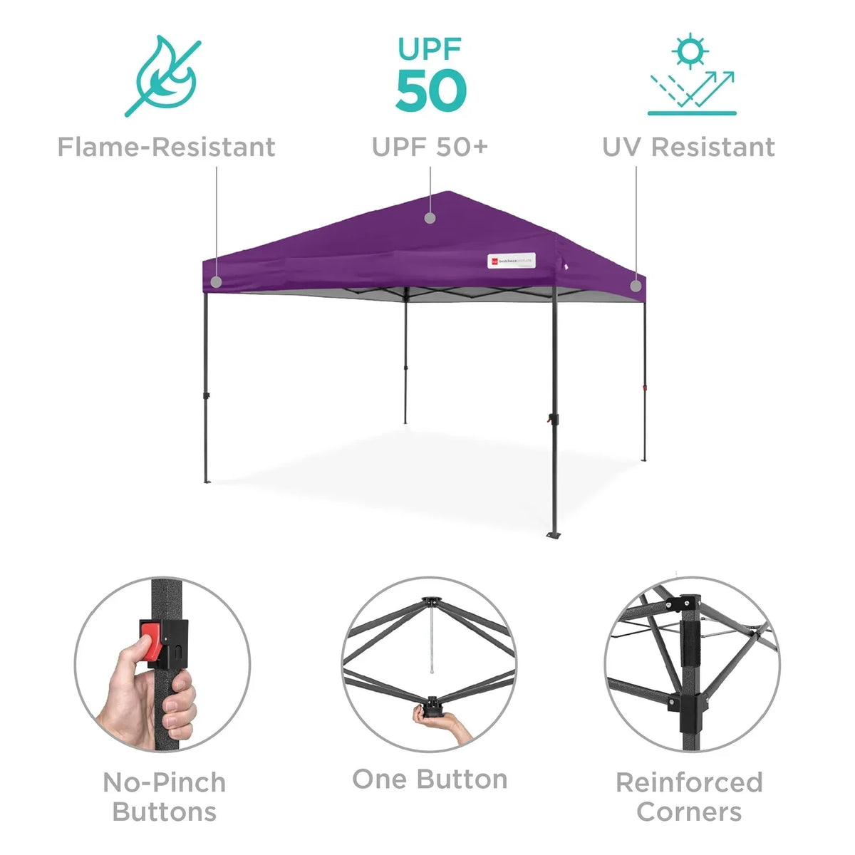 2026 NewBest Choice Products 12x12ft Easy Setup Pop Up Canopy w/ 1-Button Setup, Wheeled Case, 4 Weight Bags - Navy Blue