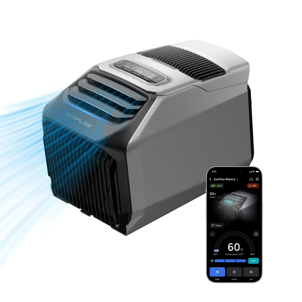 2026 NewEF EcoFlow WAVE 3 Portable Air Conditioner, 1800W/6100 BTU Cooling and 2000W/6800 BTU Heating, 1000W Fast Charging in 75 mins, 8H Wireless Running, APP Control, for Camping, Vanlife, RVs