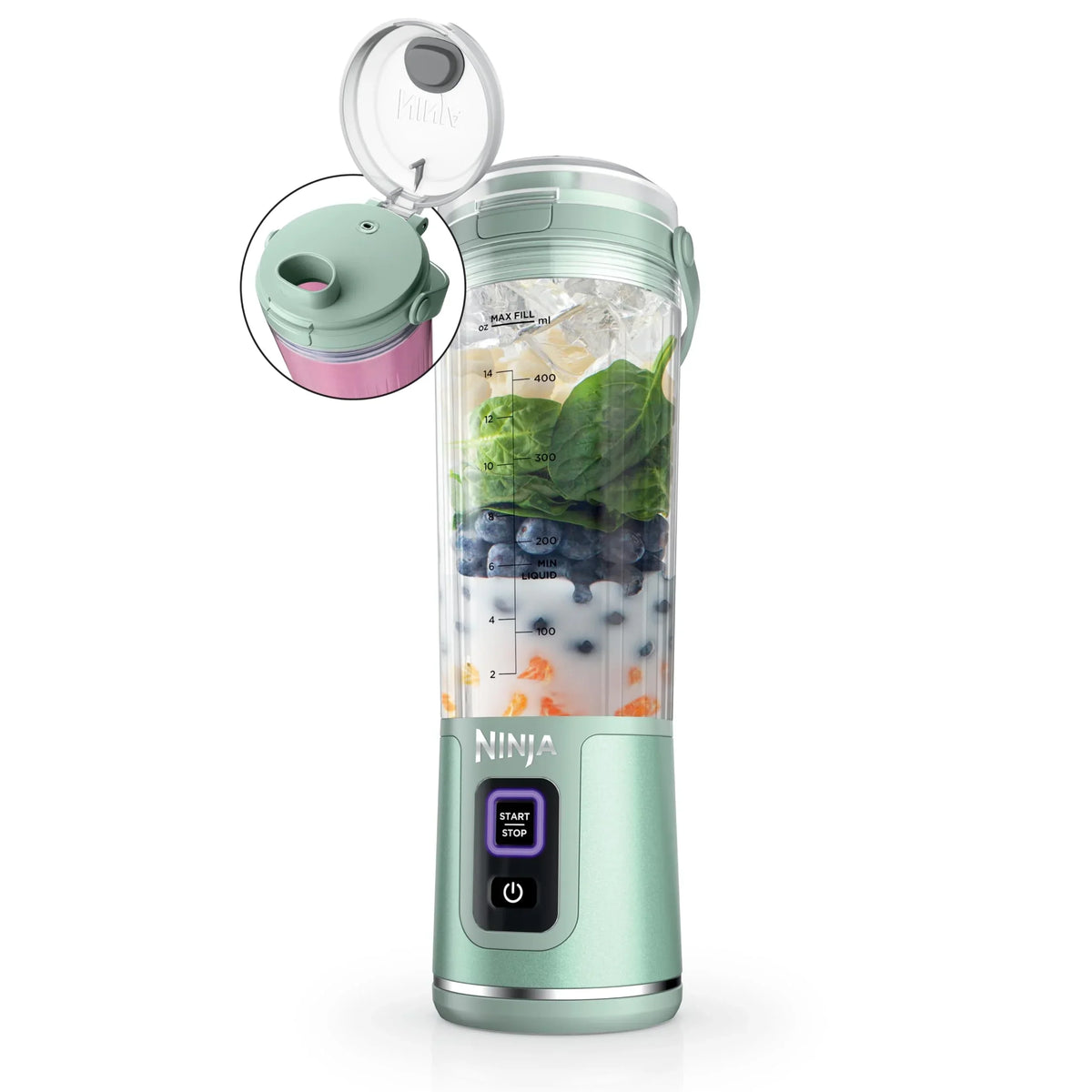 2026 NewNinja Blast Portable Blender, Cordless, 18oz. Vessel, Personal Blender for Shakes & Smoothies, BPA Free, Leakproof Lid & Sip Spout, USB-C Rechargeable, Dishwasher Safe Parts, Metallic Purple,