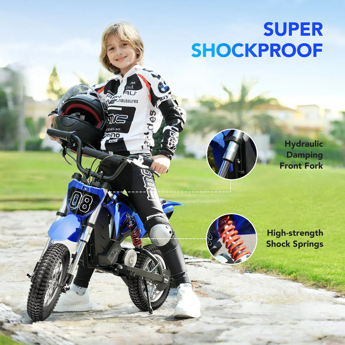2026 New36V Kids Electric Dirt Bike,Fast Speed Electric Motorcycle Up to 16 MPH & 10 Miles Long-Range, 3-Speed Modes, Twist Grip Throttle, Dual Suspension & Brakes for Kids Ages 5-10 Ride on Toys