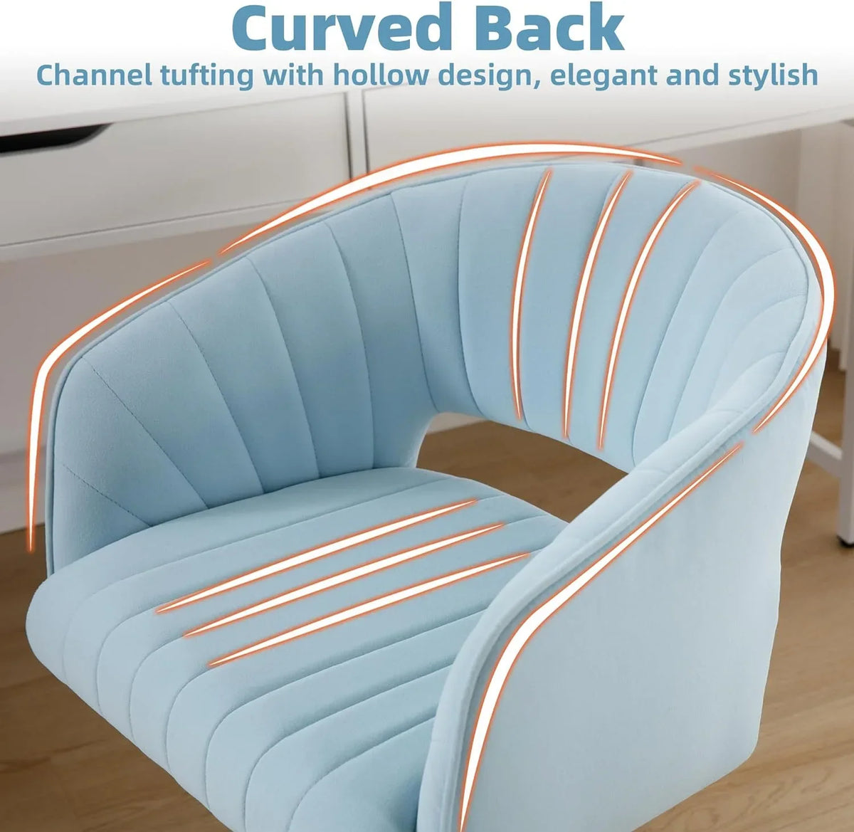 2026 NewWestice Home Office Desk Chairs, Velvet Task Chair, Height Adjustable Swivel Vanity Chair with Golden Base for Vanity Study, Living Room Computer Room, Beige