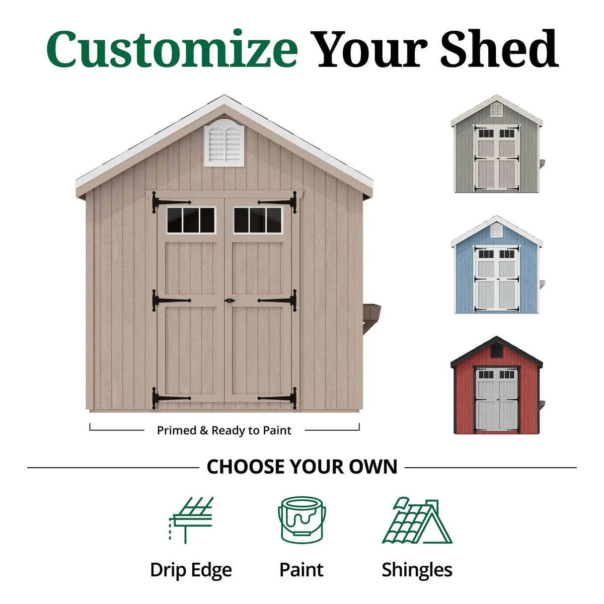 2026 NewLittle Cottage Co. 8x8 Colonial Williamsburg Shed with Operable Windows, Outdoor Wood Storage Do-It-Yourself Precut Kit