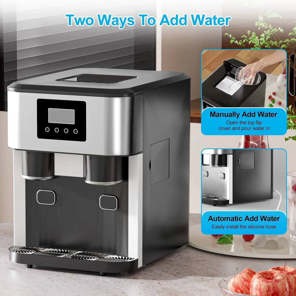 2026 NewTABU 40Lbs/24H Countertop Ice Maker Machine,3 in 1 Ice Maker with Water Dispenser,Crushed Ice,Black