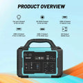 2026 New1000W Portable Solar Generator, 1024Wh LiFePO4 Battery Power Station with 100W Solar Panel, USB-C Power Bank for for Camping, Outdoor Travel, RV, and Home Emergency-Blue