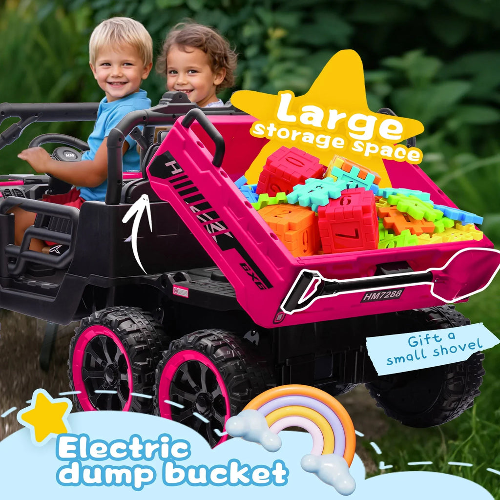 2026 NewXuanlur 24V 2 Seater Kids Ride on Car Truck, Ride on UTV W/ 2x200W Motor, 24 Volt Ride on Toys W/ Dump Bed/Shovel, Electric Car for Kids W/ Durable Tires, LED Light, Music, Remote Control, Black