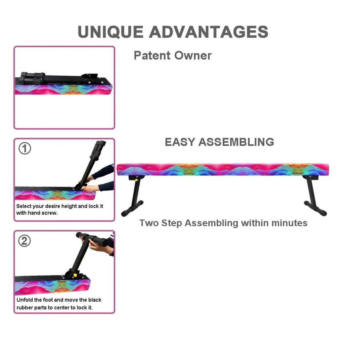 2026 New8FT Adjustable&Foldable Gymnastics Balance Beam,Home Gym Equipment,Easy Assembling and Storage,No Tool Require,for Kids Children Girls Training