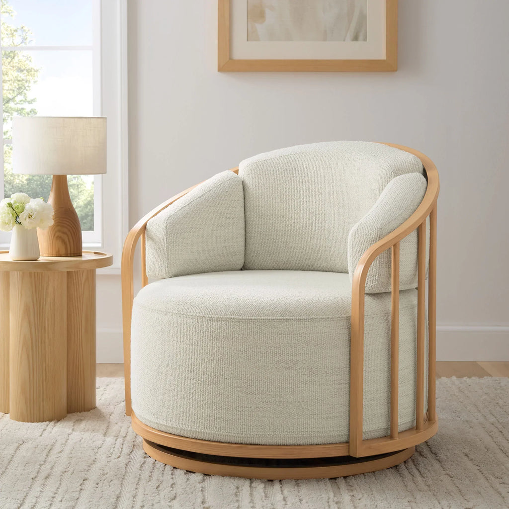 2026 NewBetter Homes & Gardens Lillian Swivel Birdcage Accent Chair, Cream Linen
