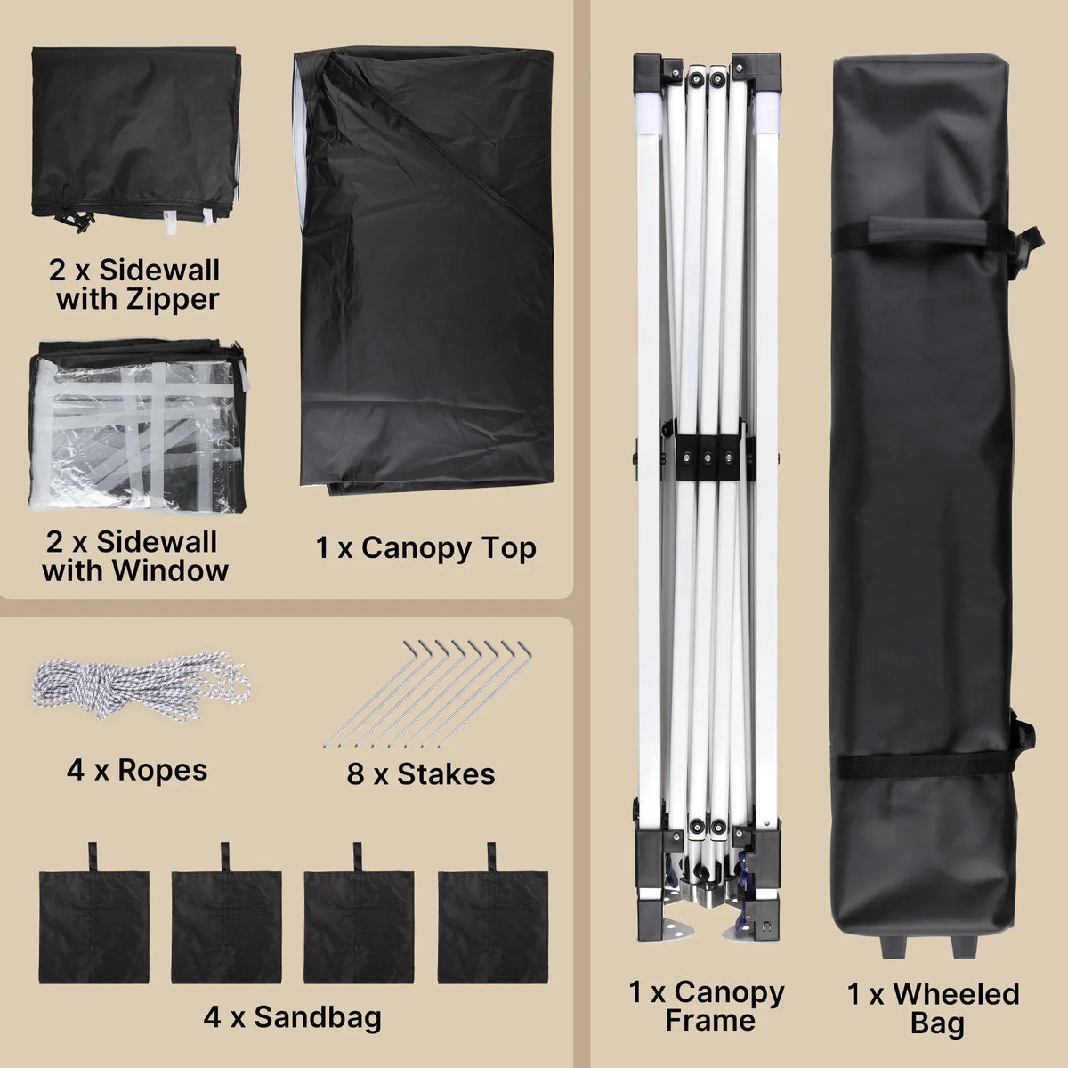 2026 New10'x10' Pop-up Canopy Tent with 4 Removable Sidewalls �?Lofka Portable Outdoor Canopy with 4 Sandbags, 8 Stakes & Ropes �?Perfect for Beach, Party, Patio & Yard Events, Black