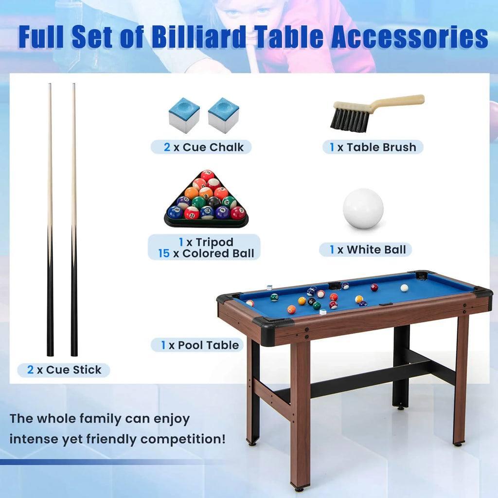 2026 NewCostway 48" Pool Table for Kids & Adults with Full Set of Balls 2 Cue Sticks 2 Chalks Green