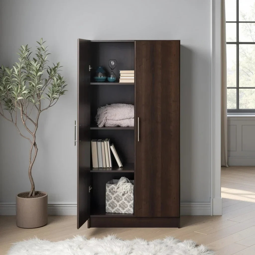 2026 NewPrepac Adjustable Shelves Cabinet - Functional Tall Garage Table, 16"D x 32"W x 65"H Freestanding Garage Cabinet with 2-Doors, Espresso - EES-3264