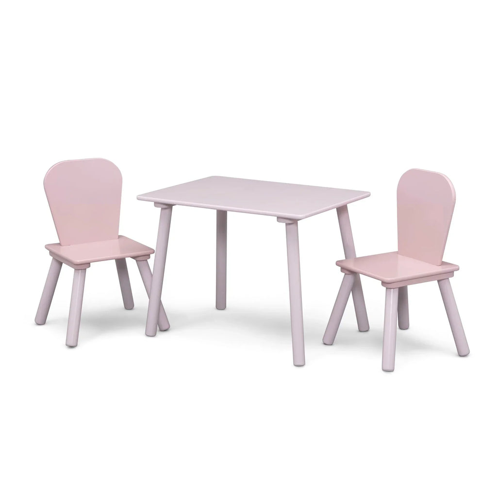 2026 NewDelta Children 4-Piece Toddler Playroom Set �C Includes Play Table, 2 Chairs and 6 Bin Toy Organizer with Reusable Vinyl Cling Stickers, Light Pink/Dark Pink