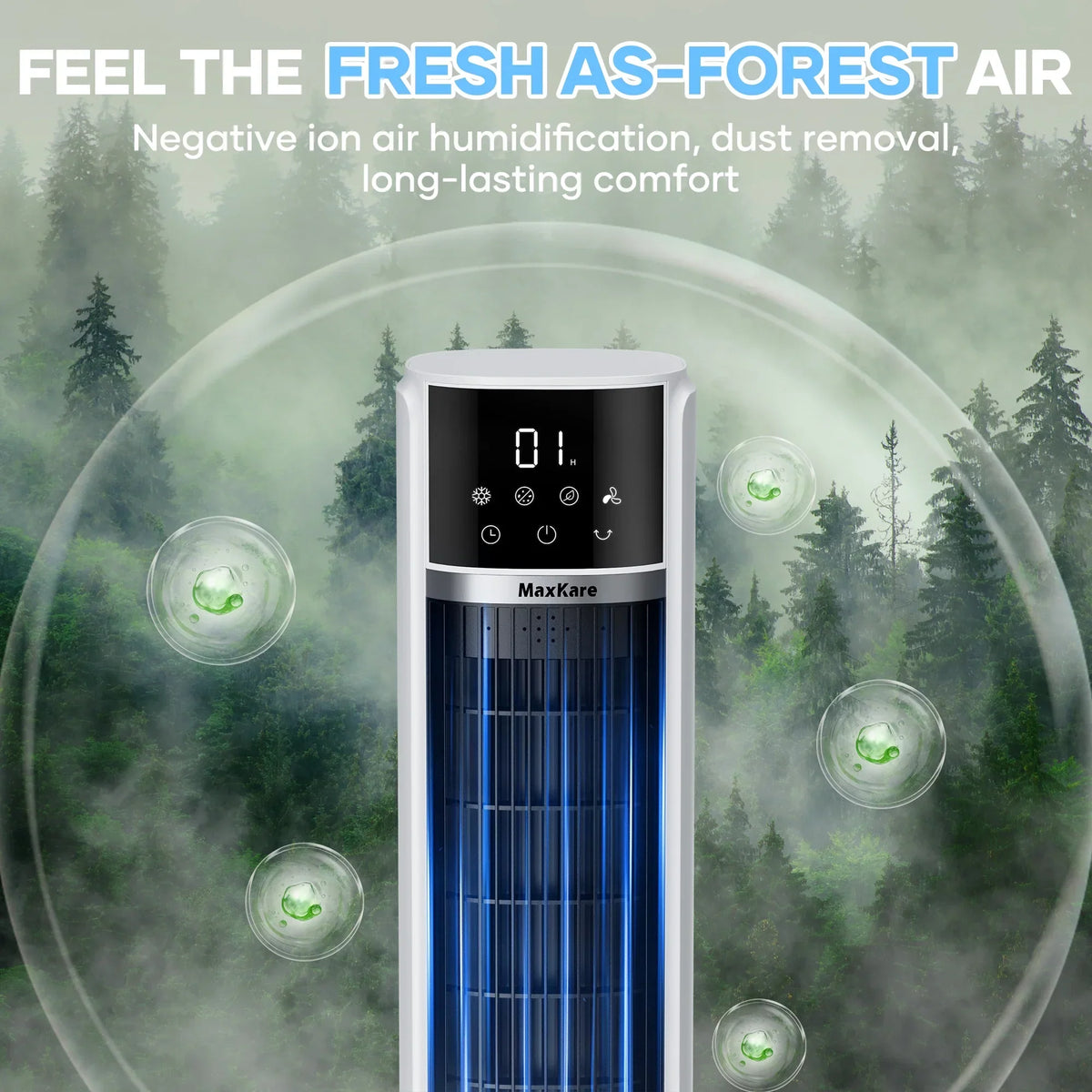 2026 NewMaxKare 3-in-1 Tower Fan, Air Cooler with FCC & ETL, Humidifier for Office & Bedroom, 40'' High, White