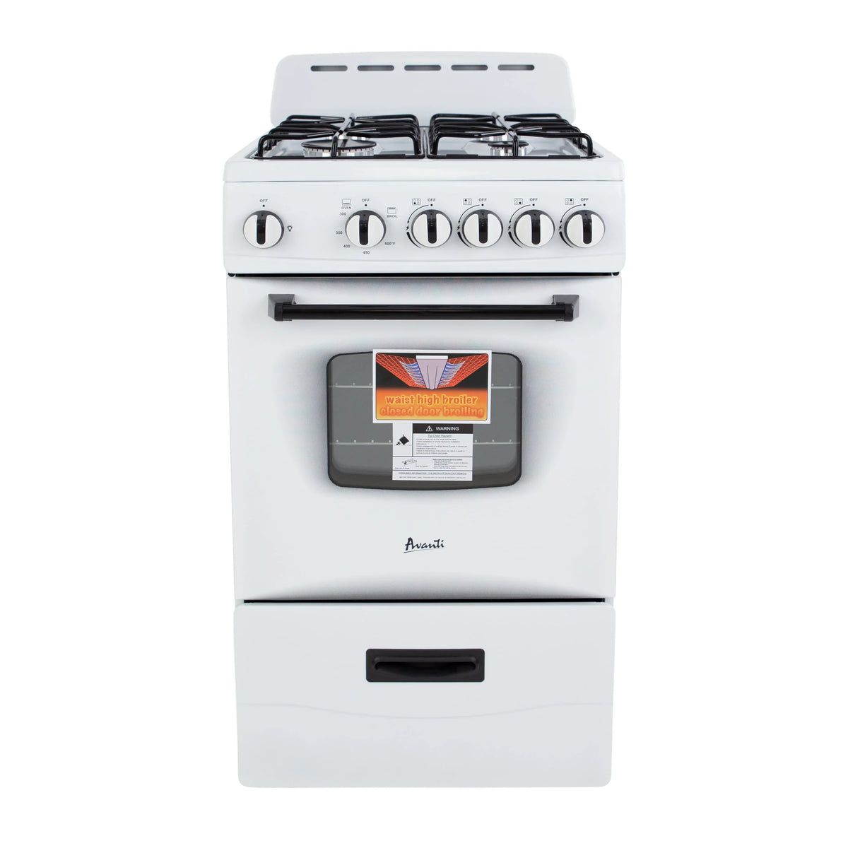 2026 NewAvanti 20" Compact Gas Range Oven, in White (GR2011CW)