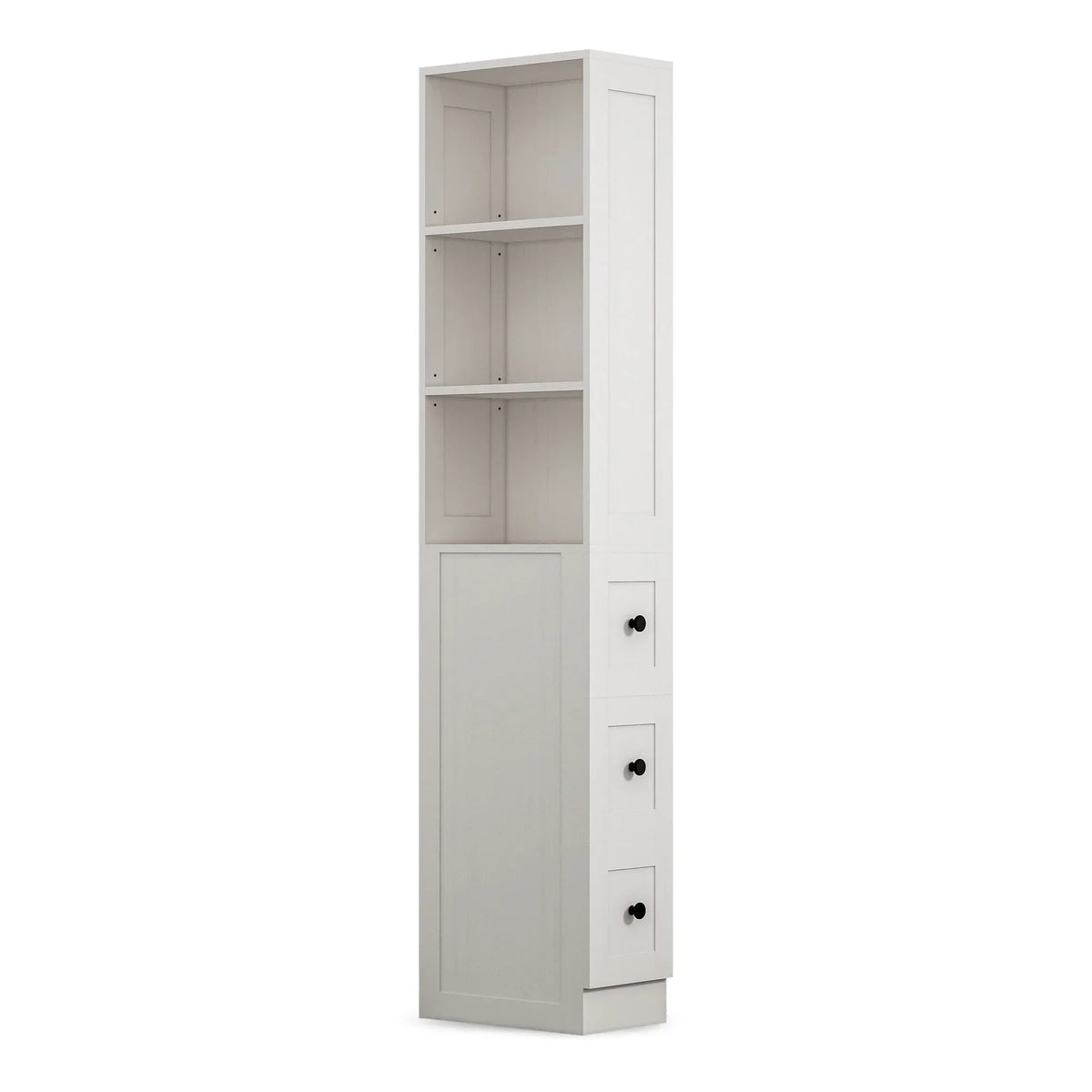 2026 NewLAUSAINT HOME Bathroom Storage Cabinet, Tall Thin White Storage with 2 Adjustable Shelves & 3-level Drawers for Home, Kitchen