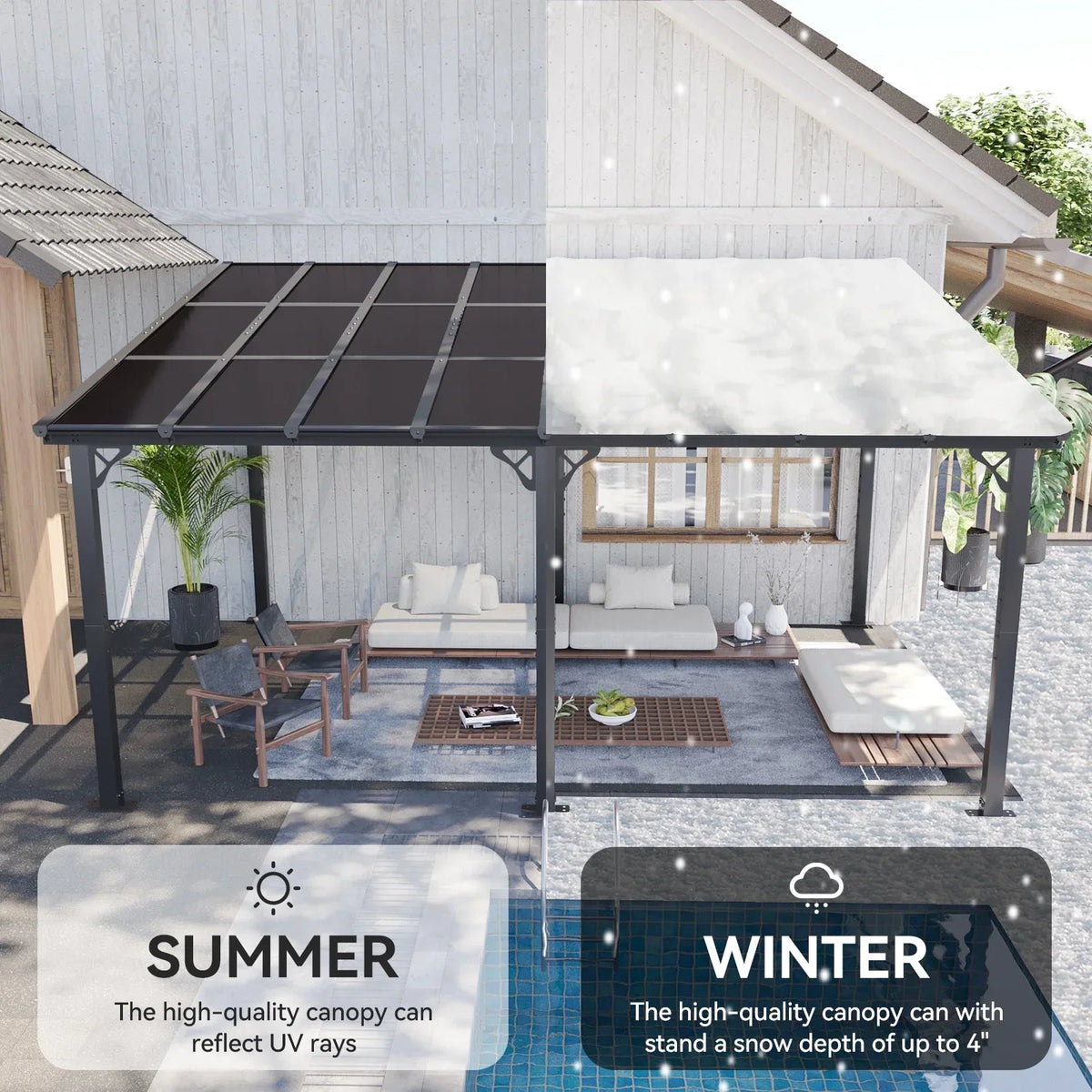 2026 NewAoxun 8' x 5' Gazebo for Patio, Gazebo Pergola with Sloped Roof, Grill Gazebo Large Wall-Mounted Heavy Duty Awnings, for Backyard, Deck, Patio