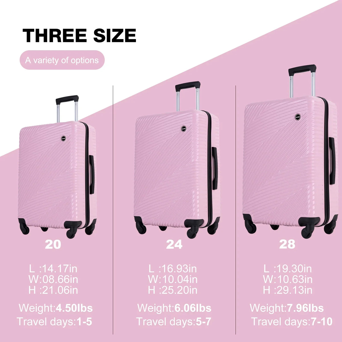 2026 NewTripcomp Luggage 3 Piece Set,Suitcase with Spinner Wheels Hardside Lightweight Luggage 20in24in28in.(Blue)