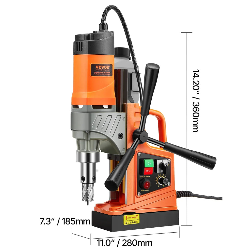 2026 NewVEVOR Magnetic Drill, 1450W Motor 2 in Boring Diameter, 2878 lbf Portable Electric Mag Drill Press, with 6 Coring Bits, Variable Speed, Drilling Machine for Metal Surface, Home Improvement Industry