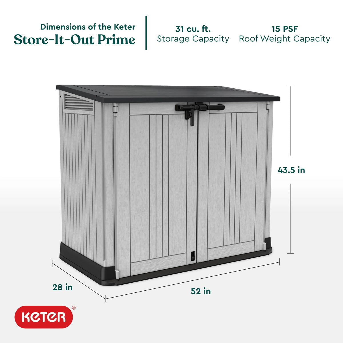 2026 NewKeter Store-It-Out Prime 4.3 x 3.7 ft. Outdoor Resin Storage Shed with Easy Lift Hinges, Perfect for Yard Tools, Pool Toys and Garden Accessories, Grey