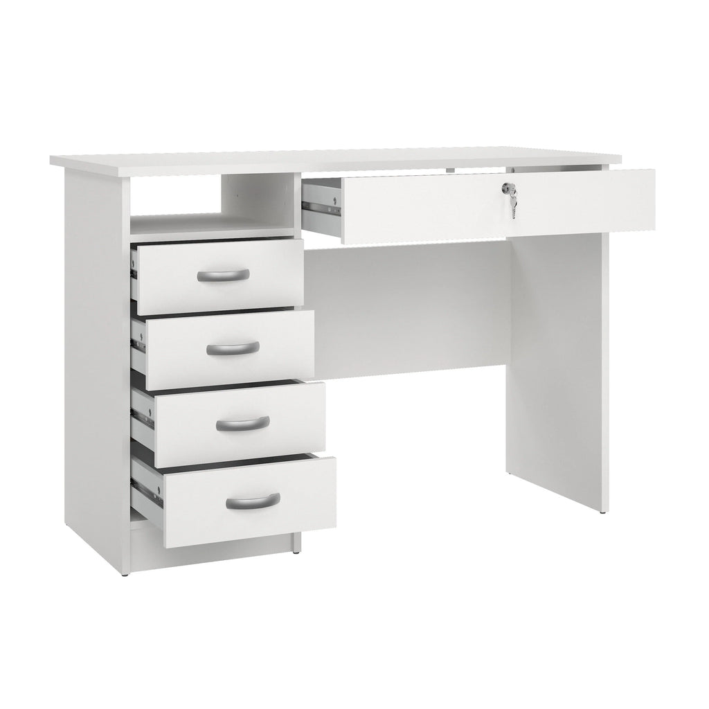 2026 NewTvilum Walden 5 Drawer Office Desk with 1 Locking Drawer for Adults, White