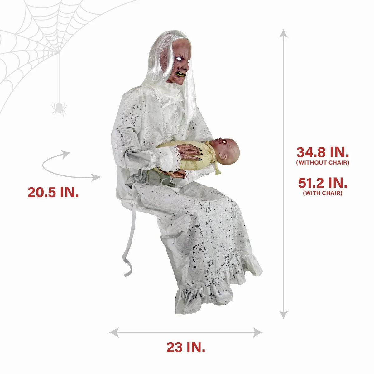 2026 NewHaunted Hill Farm 2.9 ft Animatronic Gravely Granny by Tekky Halloween Decoration with Motion-Activated Sounds, HHGRVLYGRNY-1FLSA