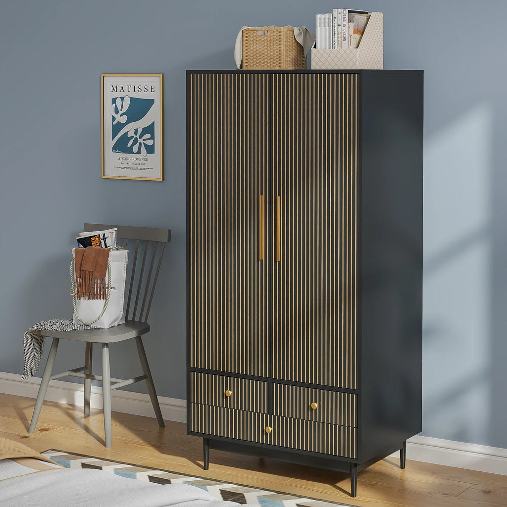 2026 NewArmoire Wardrobe Closet, Closet Wardrobe Cabinet with Drawers and Hanging Rail for Bedroom, White