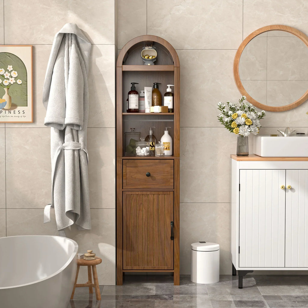 2026 NewFiogmub Tall Bathroom Storage Cabinets with Doors and Shelves, Narrow Tall Linen Cabinet with Drawer